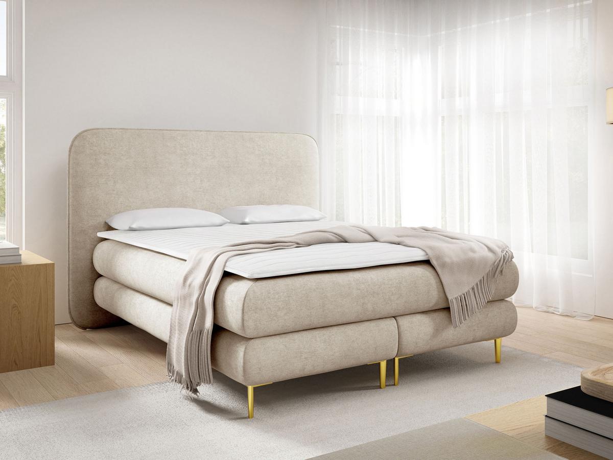 BOXBETT Amaretto - H3 - Goldfarben/Naturfarben, Holz/Textil (140/200cm) - MIRJAN24