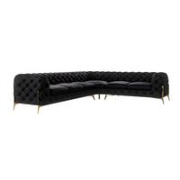 ECKSOFA Chesterfield Lexi Schwarz Samt, langer Schenkel links - Goldfarben/Schwarz, Holz/Textil (323/264cm) - S-Style Möbel