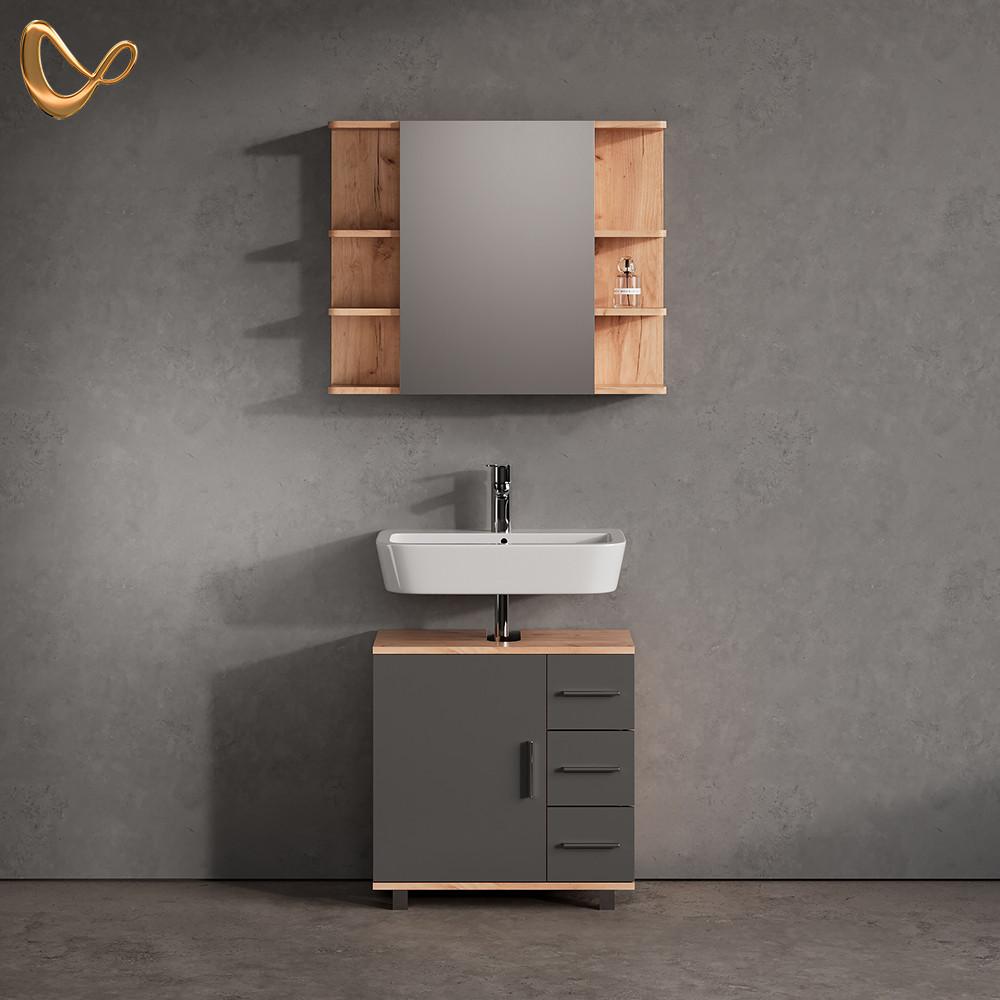 BADMÖBEL-SET Eisak Eiche 2 Teile - Eichefarben, Holzwerkstoff (60/60/33cm) - Livinity®