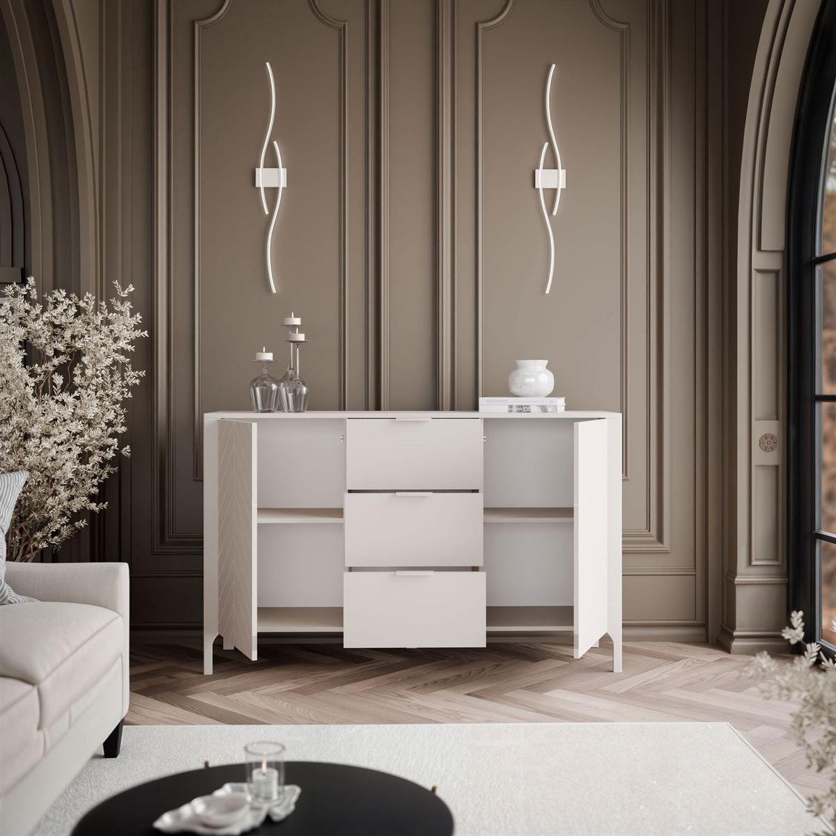 SIDEBOARD mit Schubladen LUMI, Kaschmir - Kaschmir, Holzwerkstoff (153/95/40cm) - Lookway