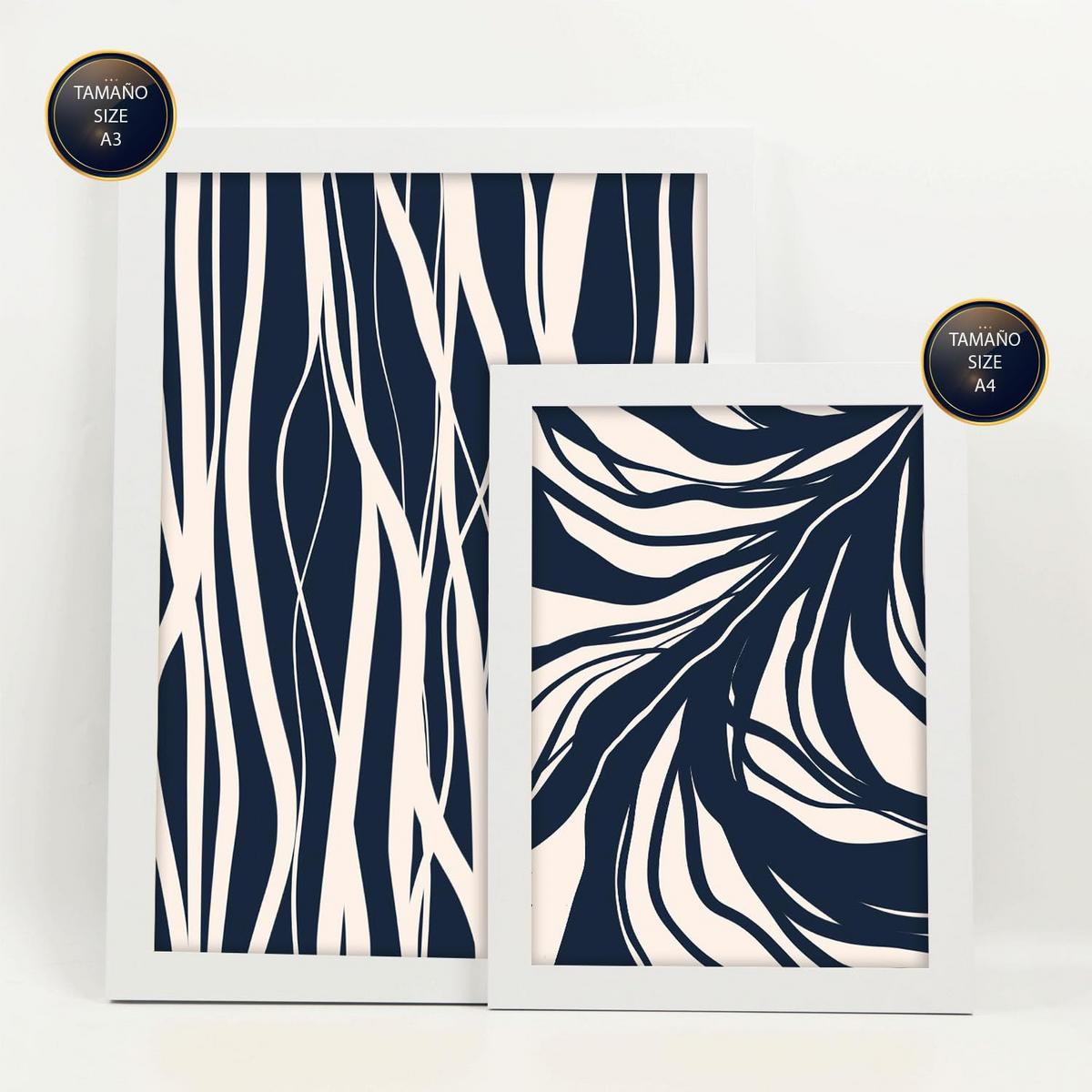 POSTER Set Mit 6 Zweigmuster In Abstrakter Form Ästhetische Dekodrucke Für Ihr Wohnzimmer, Schlafzimmer Oder Zuhause A3 & A4 Weißer Rahmen - Weiß, Papier (29/3cm) - Nacnic