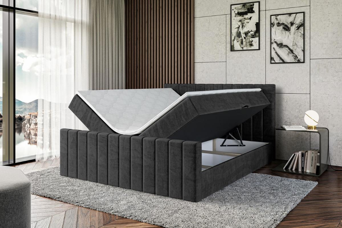 BOXBETT EDITA-Z - 180x200 cm - H4 - Schwarz - Schwarz, Holzwerkstoff (180/200cm) - ALTDECOR