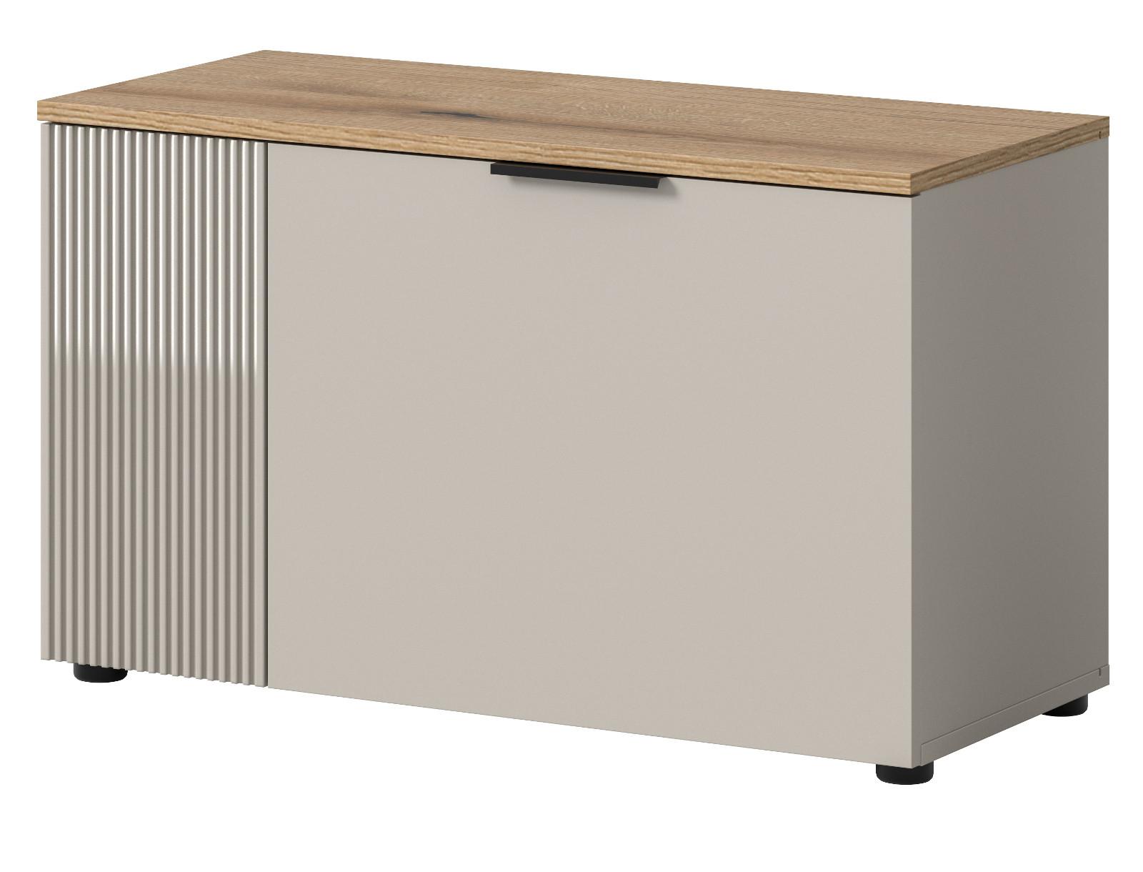 GARDEROBENBANK Kaschmir Sand und Eiche 80 cm, Schuhbank mit 4 Fächern - Kaschmir/Eichefarben, Holzwerkstoff/Kunststoff (80/48/36cm) - Inn.Furn