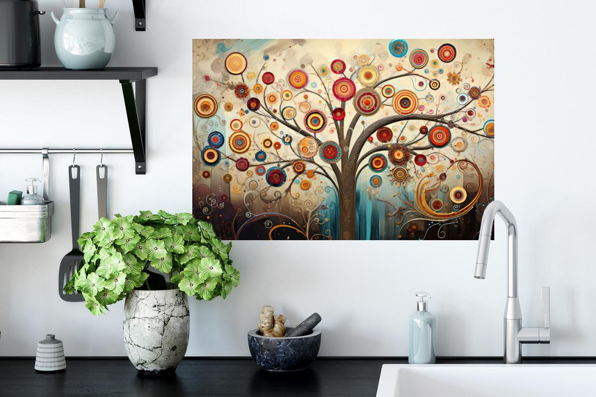 WANDTATTOO Baum - Baum des Lebens - Farbe Deko Wohnzimmer 60x40 cm - Braun, Kunststoff (60/40/0.1cm) - MuchoWow