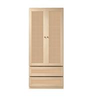 KLEIDERSCHRANK Holzfarbe Kunstrattan Doppeltüren mit 2 Schubladen - Naturfarben, Holzwerkstoff (70/170/55cm) - Urban Meuble
