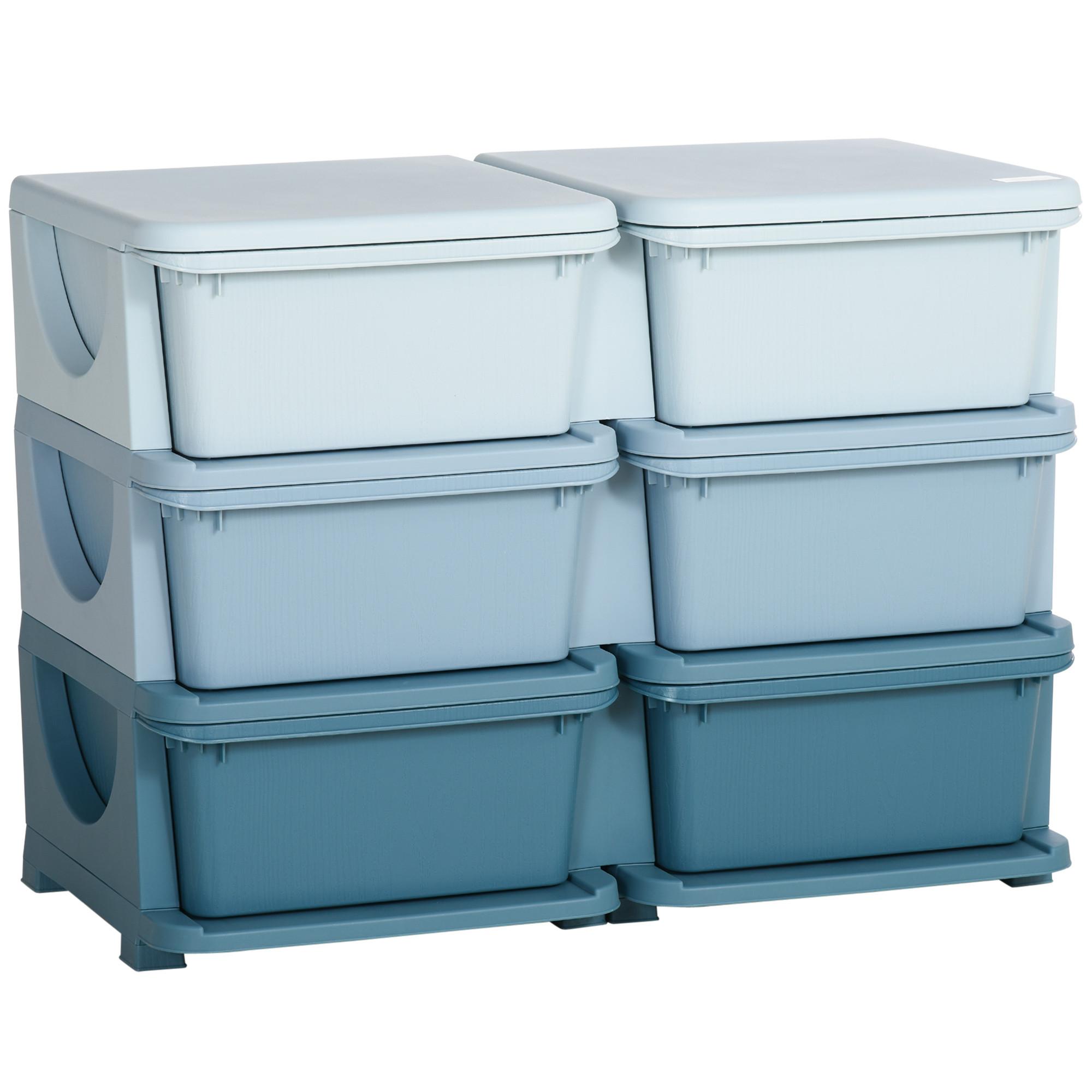 SCHUBLADENSCHRANK für Kinder Aufbewahrungsboxen mit 6 Ebenen Kindermöbel Blau - Blau, Kunststoff (37/56.5/75cm) - HOMCOM