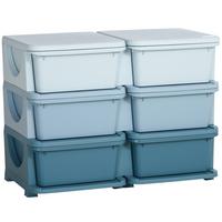 SCHUBLADENSCHRANK für Kinder Aufbewahrungsboxen mit 6 Ebenen Kindermöbel Blau - Blau, Kunststoff (37/56.5/75cm) - HOMCOM