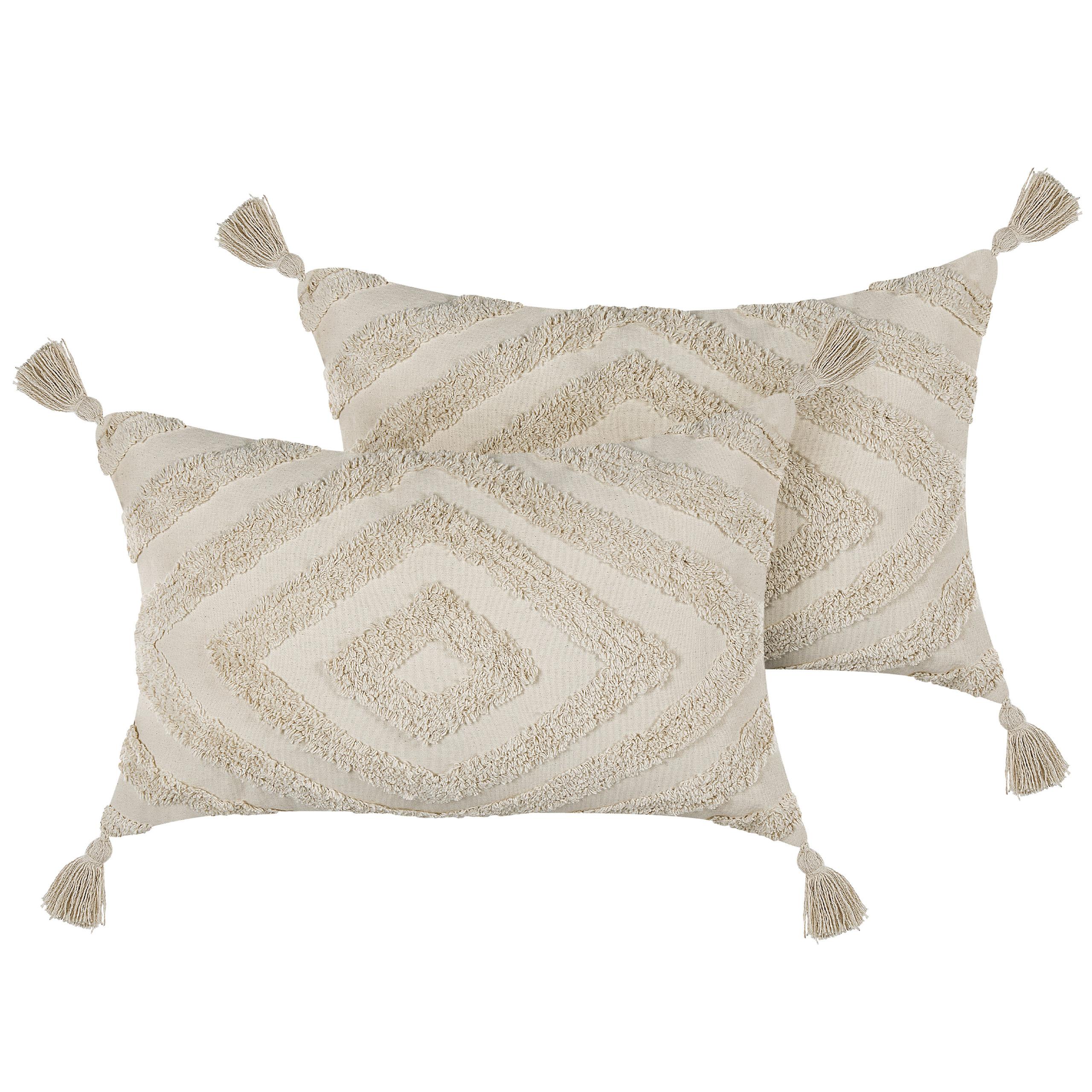 DEKOKISSEN Beige 40/60 cm Crataegus - Beige, Textil (60/40/10cm) - Beliani