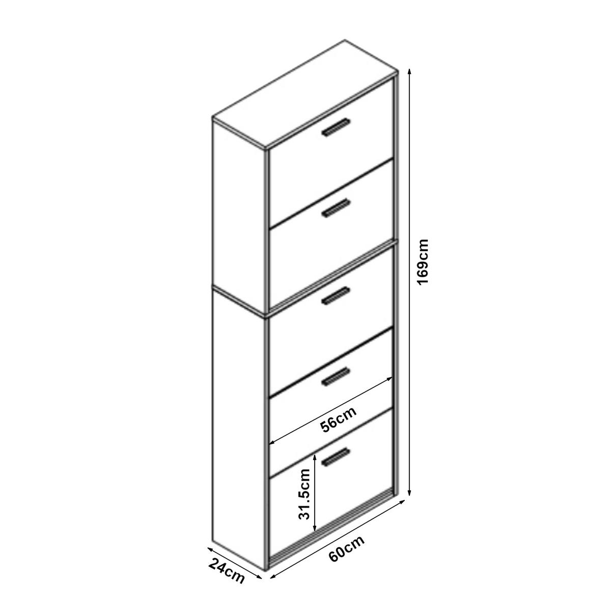 SCHUHSCHRANK Sykkylven - Schwarz, Holzwerkstoff (60/169/24cm) - [en.casa]