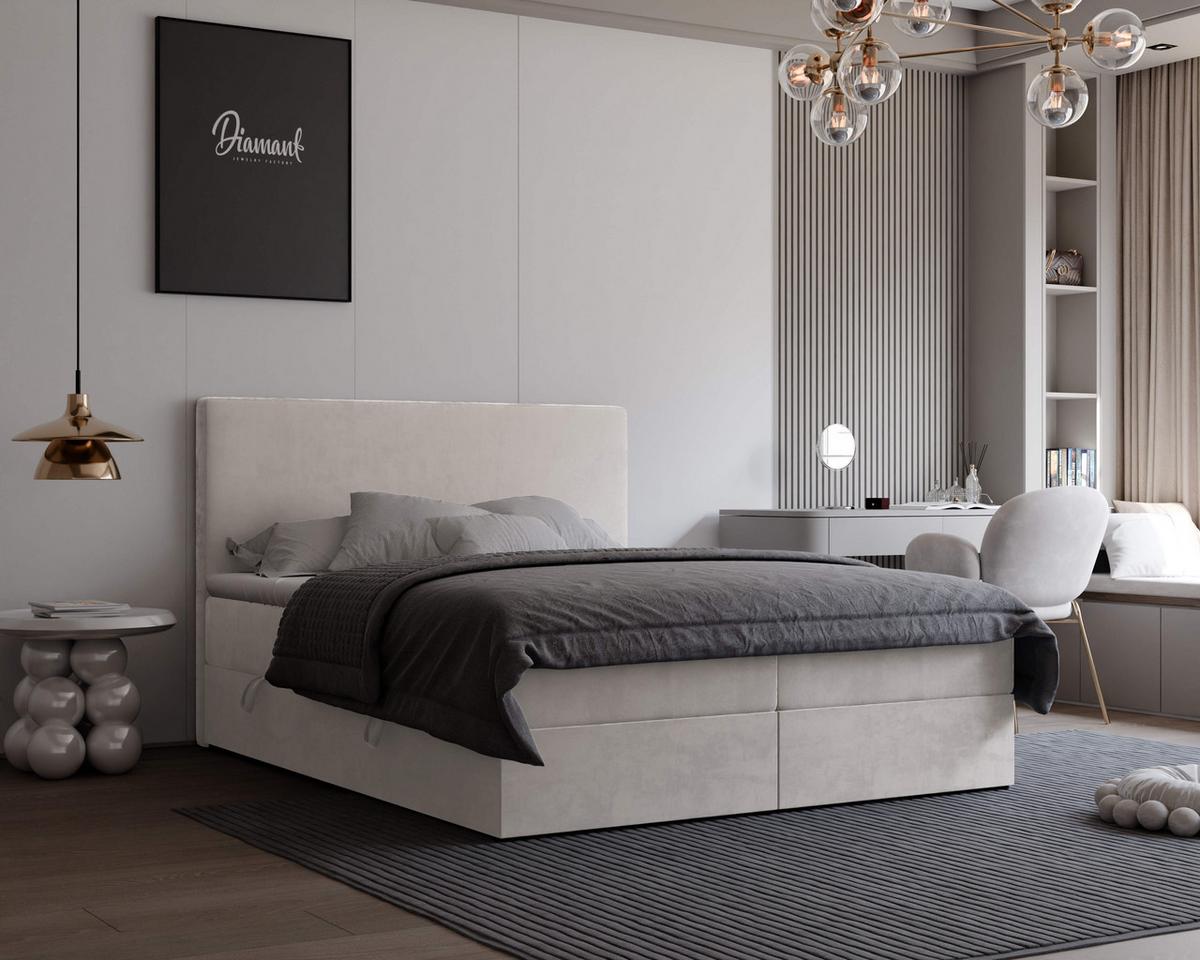 BOXBETT 140x200 cm mit Topper - Beige, Holzwerkstoff/Textil (140/200cm) - Idohome