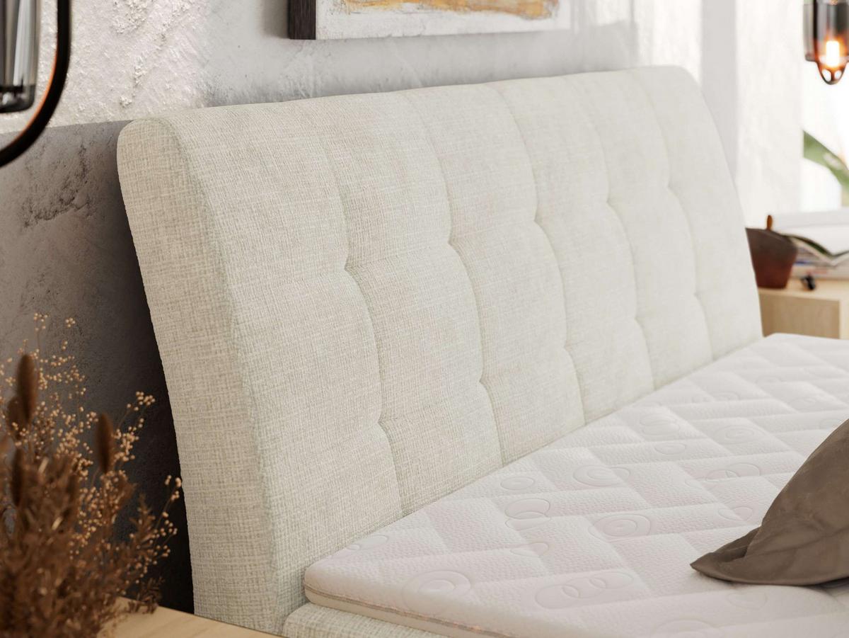 BOXBETT DAGOS 200/200 - Creme Schenille grob gewebt - H4 - Topper T25 - Creme, Textil (200/200cm) - MKS