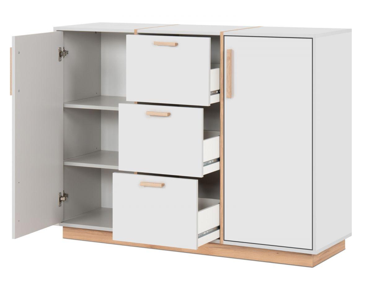 KOMMODE grau, Hickory Walnuss 125 cm, Sideboard mit viel Stauraum - Walnussfarben/Hellgrau, Holzwerkstoff (125/94/40cm) - Furn.Design