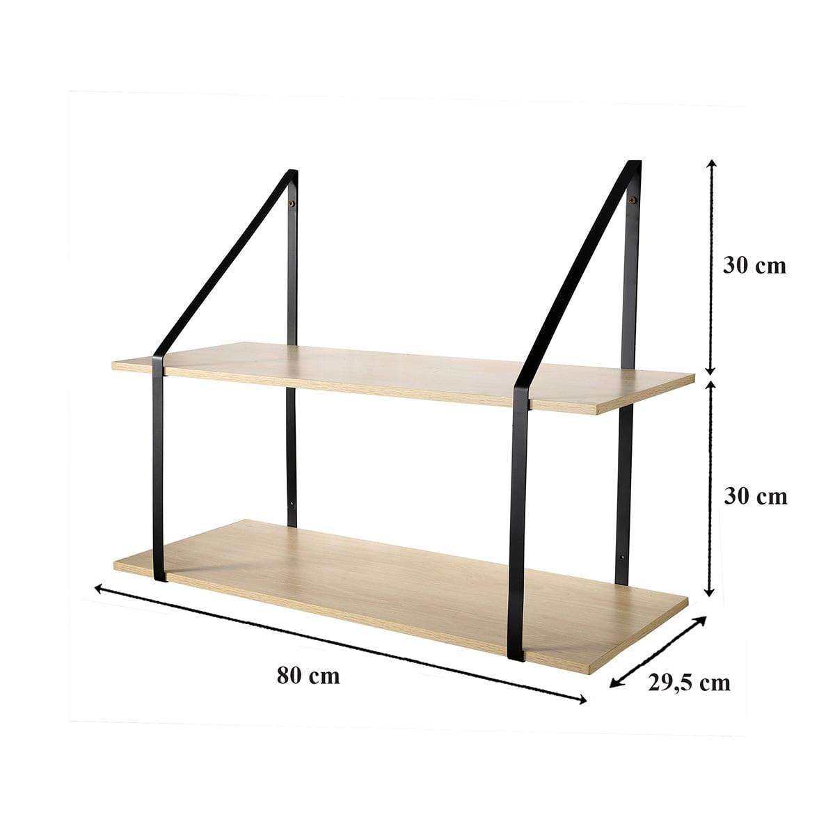WANDREGAL mit großer Tiefe und 2 Ebenen - P30 cm. - Eschefarben, Holzwerkstoff (30/60/34cm) - Calicosy