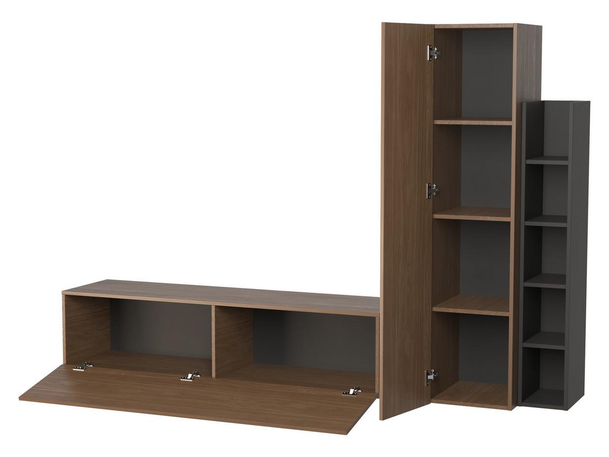 WOHNWAND Modu - Schwarz/Braun, Holzwerkstoff (230/150/40cm) - MIRJAN24