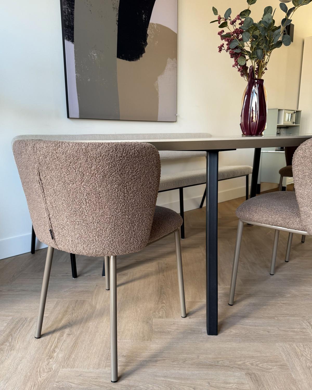 ESSZIMMERSTUHL Braun Mina II - Hellbraun, Textil (45/75/52cm) - Beliani