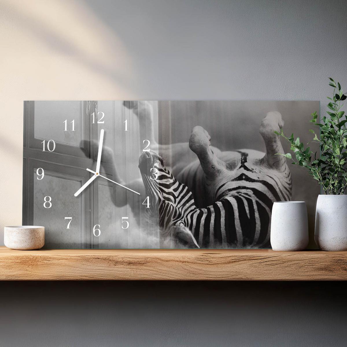 WANDUHR aus Glas 60x30 cm - Rippchen - Schwarz, Glas (60/30/0.4cm) - TULUP