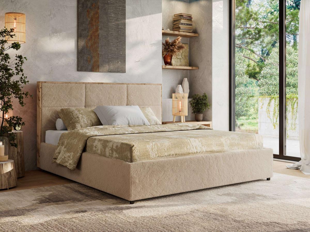 POLSTERBETT LERIO CLASSIC 160/200 - Beige Plüsch - Multipocket-Matratze - Beige, Textil (160/200cm) - MKS