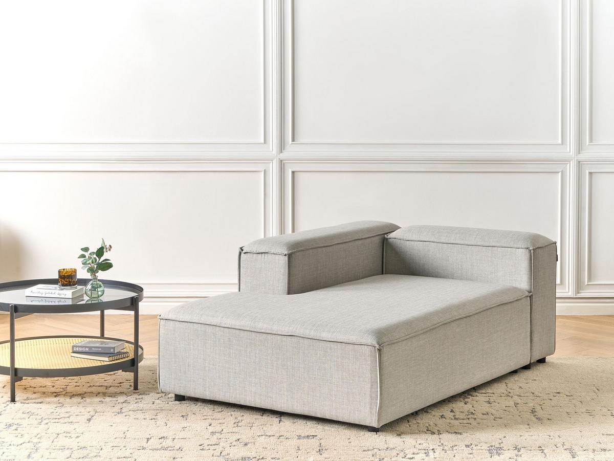 CHAISELONGUE-RECHTSSEITIGE Stoff Hellgrau Ardal - Hellgrau/Schwarz, Textil (119/68/180cm) - Beliani