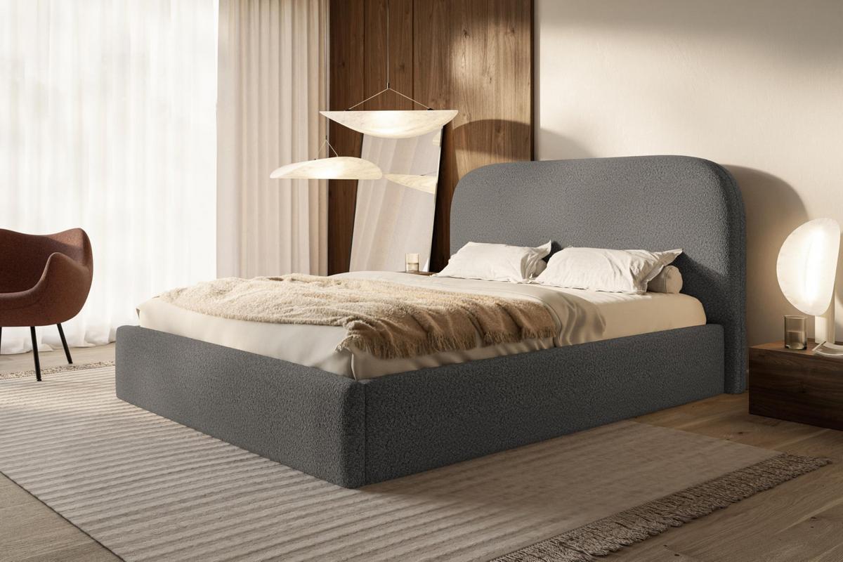 BETT 180x200 - Polsterbett mit Bettkasten und Holzrahmen - Modern Betten - Kuscheliger Catch-Me-Stoff - Kollektion Verona - Grau - Grau, Holz/Textil (180/200cm) - Alpi-Möbel