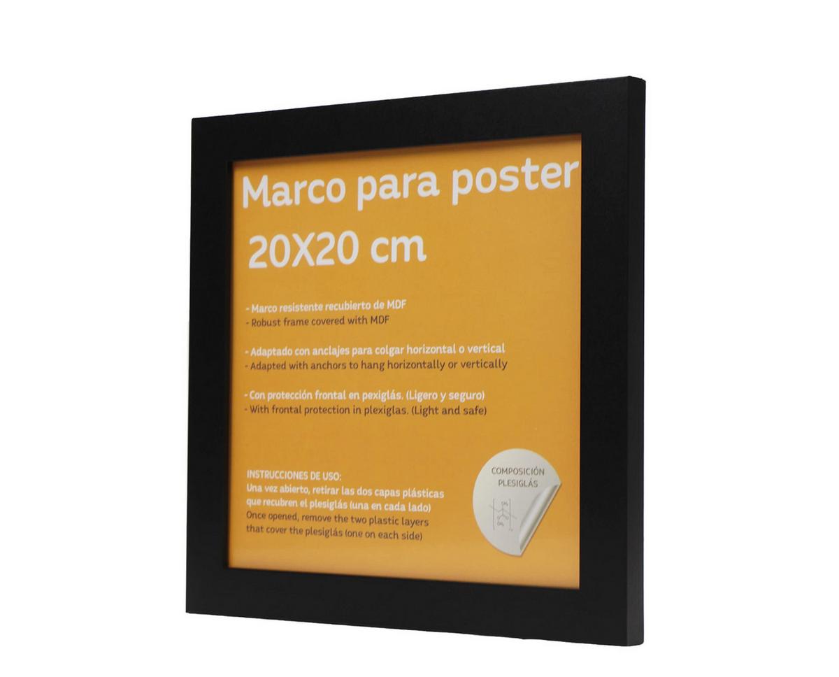 RAHMEN Set mit 24 aus MDF und Acrylglas Schutz und Aussteller für Fotografien, Bilder, Poster, Gemälde, Dekoration für Haus Farbe Schwarz 20X20 cm - Schwarz, Holz (20/3cm) - Nacnic