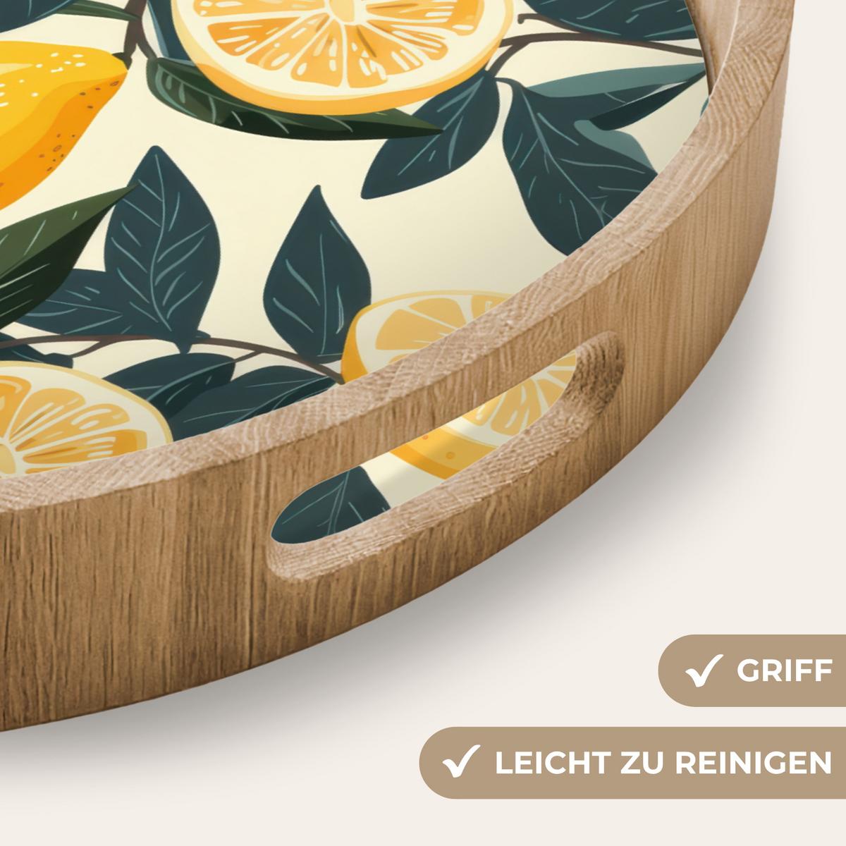 TABLETT Zitronen - Früchte - Blätter - Gelb - Grün - Beige 50x50 cm - Gelb, Holz (50/5/5cm) - OnlyWow