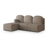 ECKSOFA TRAMA Braun Geflochtener Stoff mit Schlaffunktion - Braun, Holz (200/143cm) - MASSENO