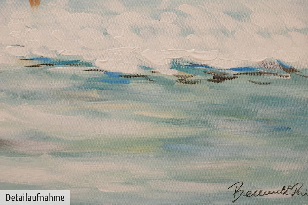 ACRYLBILD HANDGEMALT 120/60 cm - Blau/Weiß, Holz/Textil (120/60cm) - KUNSTLOFT