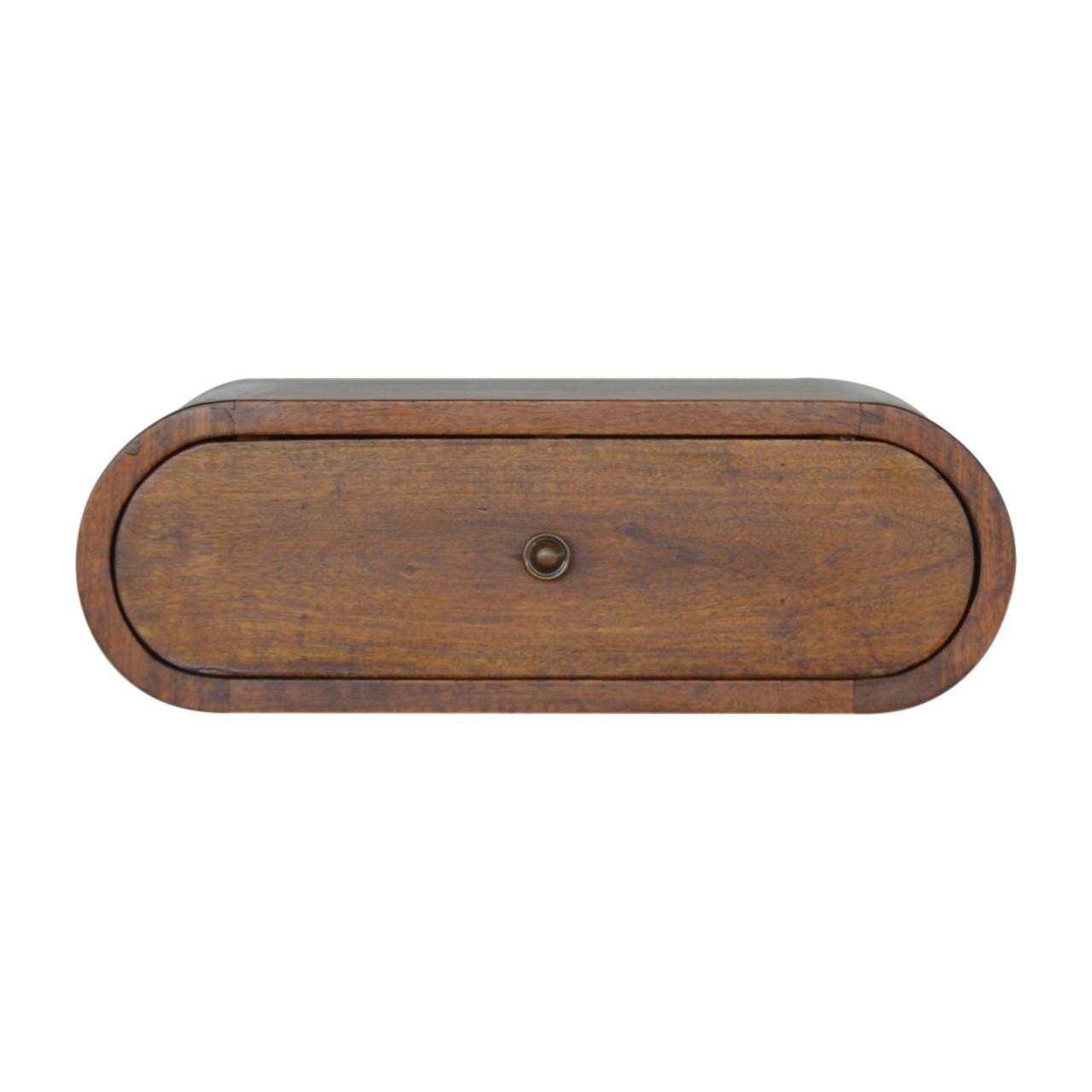 NACHTTISCH - Wandmontierter runder Kastanien, 1 Schublade, Braun - Kastanienfarben/Messingfarben, Holz/Metall (45/6.2/32cm) - Artisan Furniture