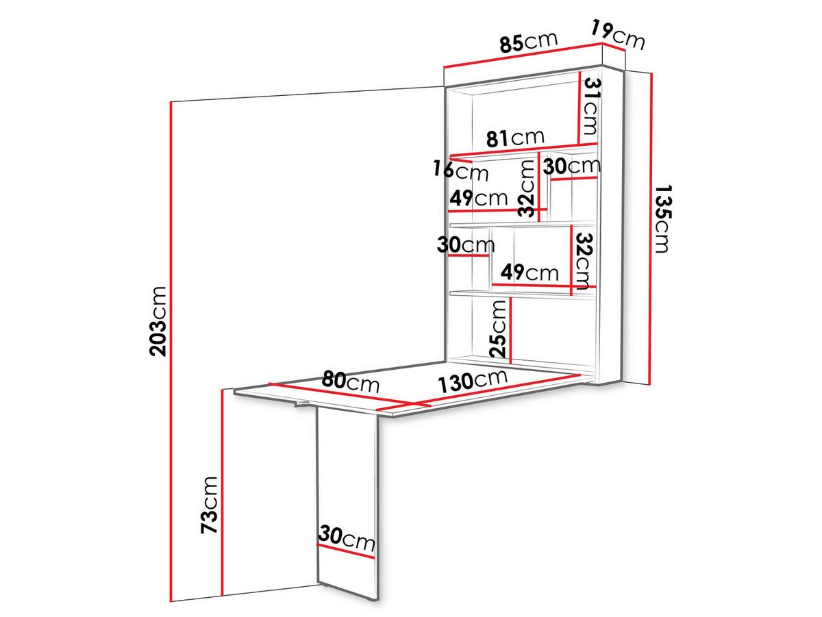 WANDKLAPPTISCH Abi - Nussbaumfarben, Holzwerkstoff (85/203/19cm) - MIRJAN24