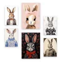 POSTER Set Mit 6 Kaninchen Und Hasen A3 & A4 Rahmenlos - Klar, Papier (29/3cm) - Nacnic