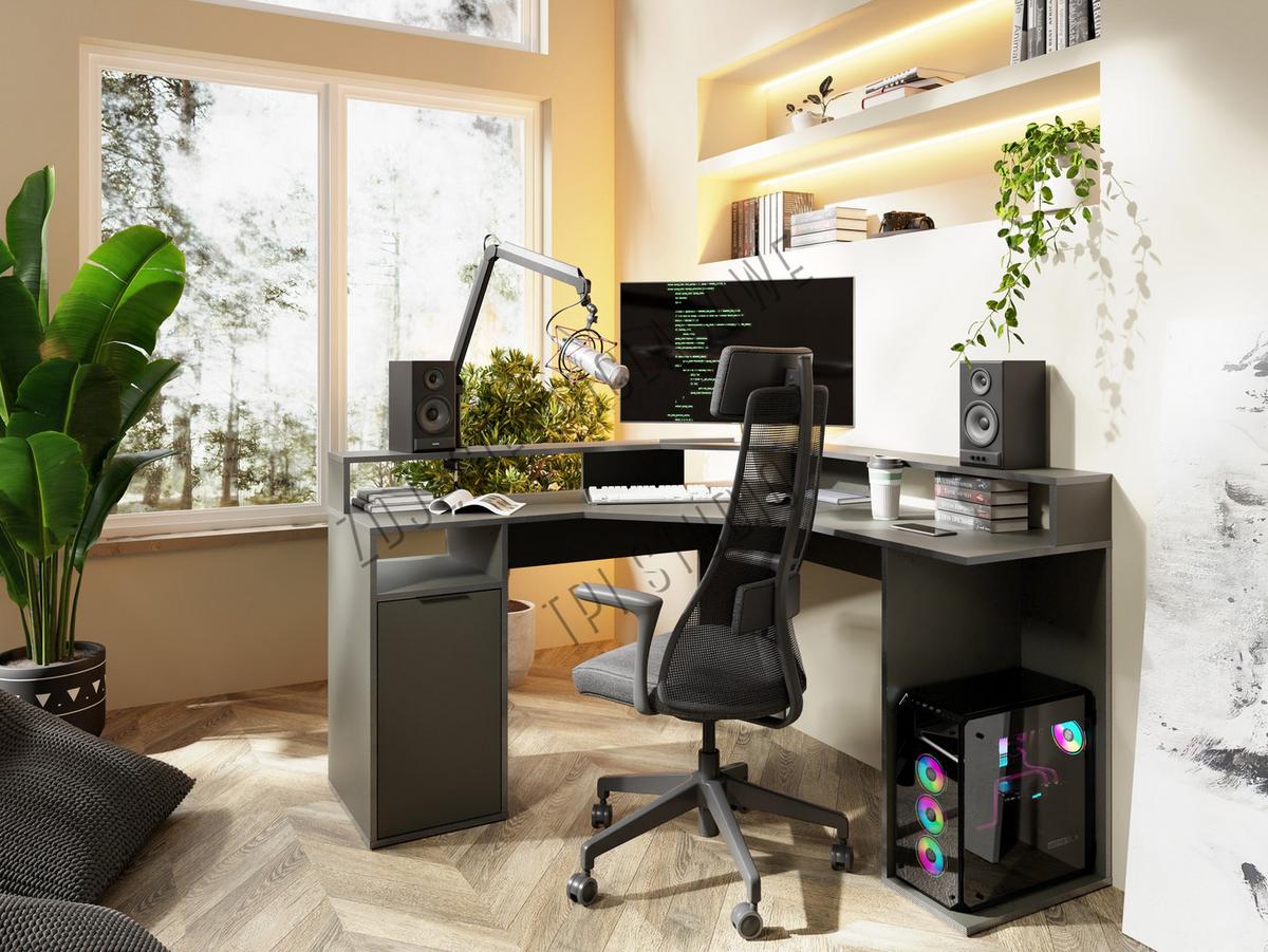 SCHREIBTISCH OBSIDIAN 139x139x88,7 cm Bürotisch Computertisch, Graphitfarben - Graphitfarben, Holzwerkstoff (139/139/88.7cm) - MASSENO