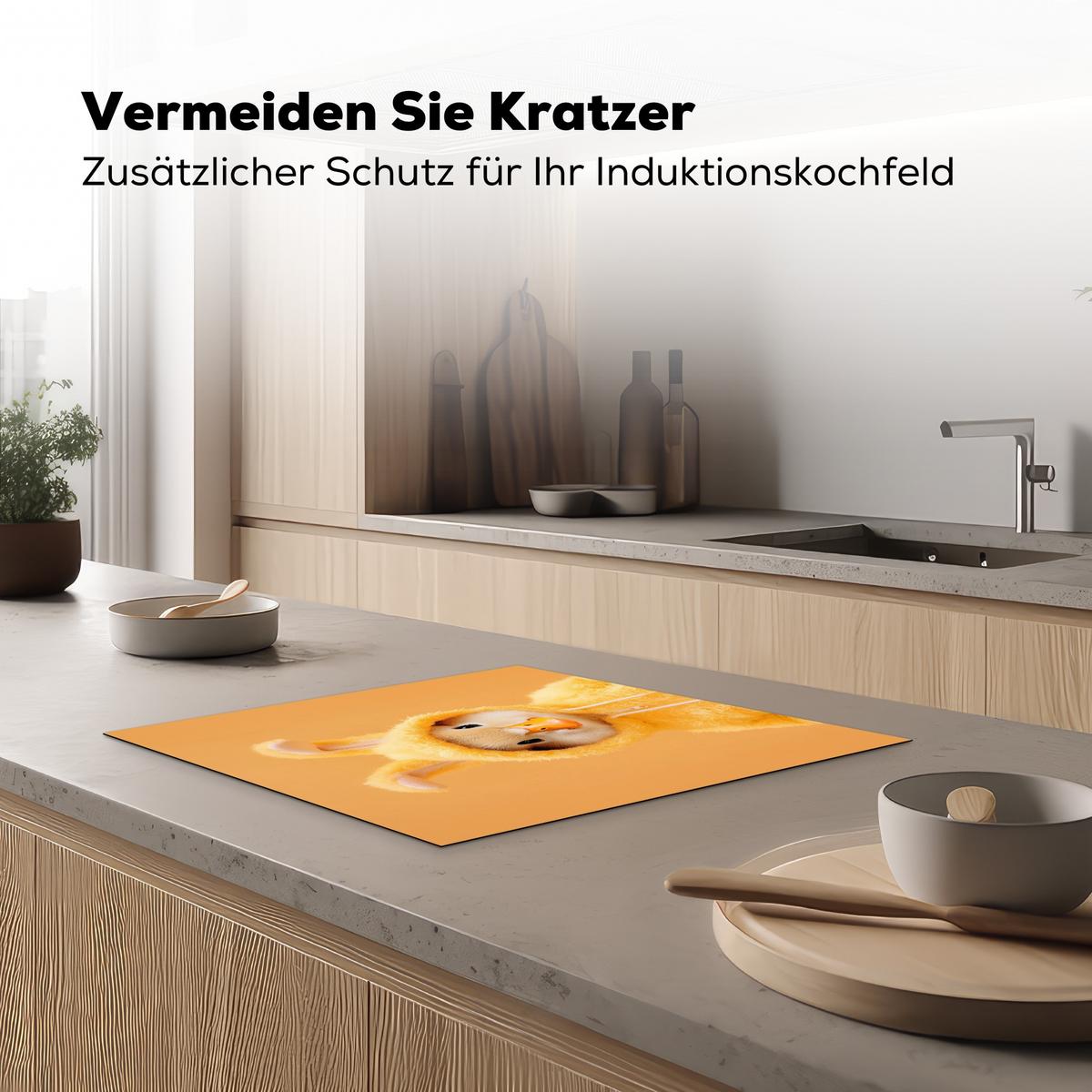 HERDABDECKPLATTE Osterhase - Kostüm - Ente Herdabdeckung Induktionsfeld 60x52 cm - Gelb, Kunststoff (60/52/0.2cm) - MuchoWow
