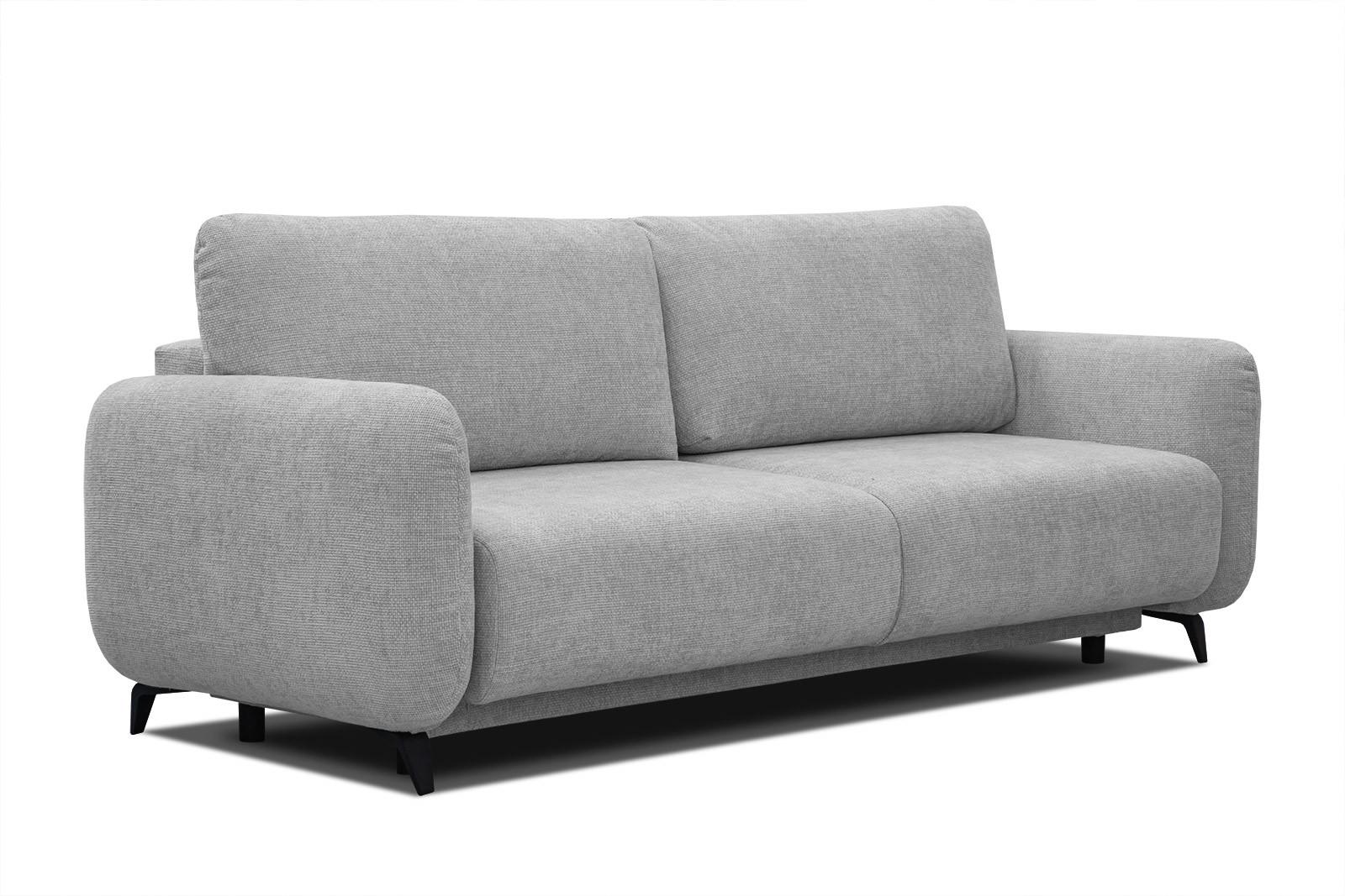 SOFA DRAKE 3-Sitzer mit Schlaffunktion, hellgrau - Hellgrau/Braun, Holz/Textil (232/90/107cm) - Wozimo