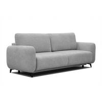 SOFA DRAKE 3-Sitzer mit Schlaffunktion, hellgrau - Hellgrau/Braun, Holz/Textil (232/90/107cm) - Wozimo