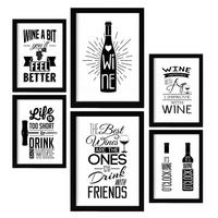 POSTER Set Mit 6 Wein Kaffee & Getränken Im Werbetafel Illustrationen A3 & A4 Rahmenlos - Klar, Papier (29/3cm) - Nacnic