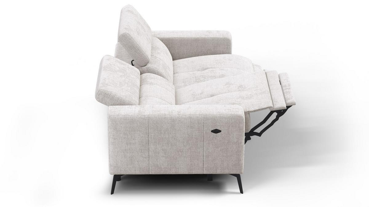 RELAXSOFA MORELLO 3-Sitzer, creme, 2 x Relax Zero Gravity - Creme, Holz/Textil (206/82/103cm) - Wozimo