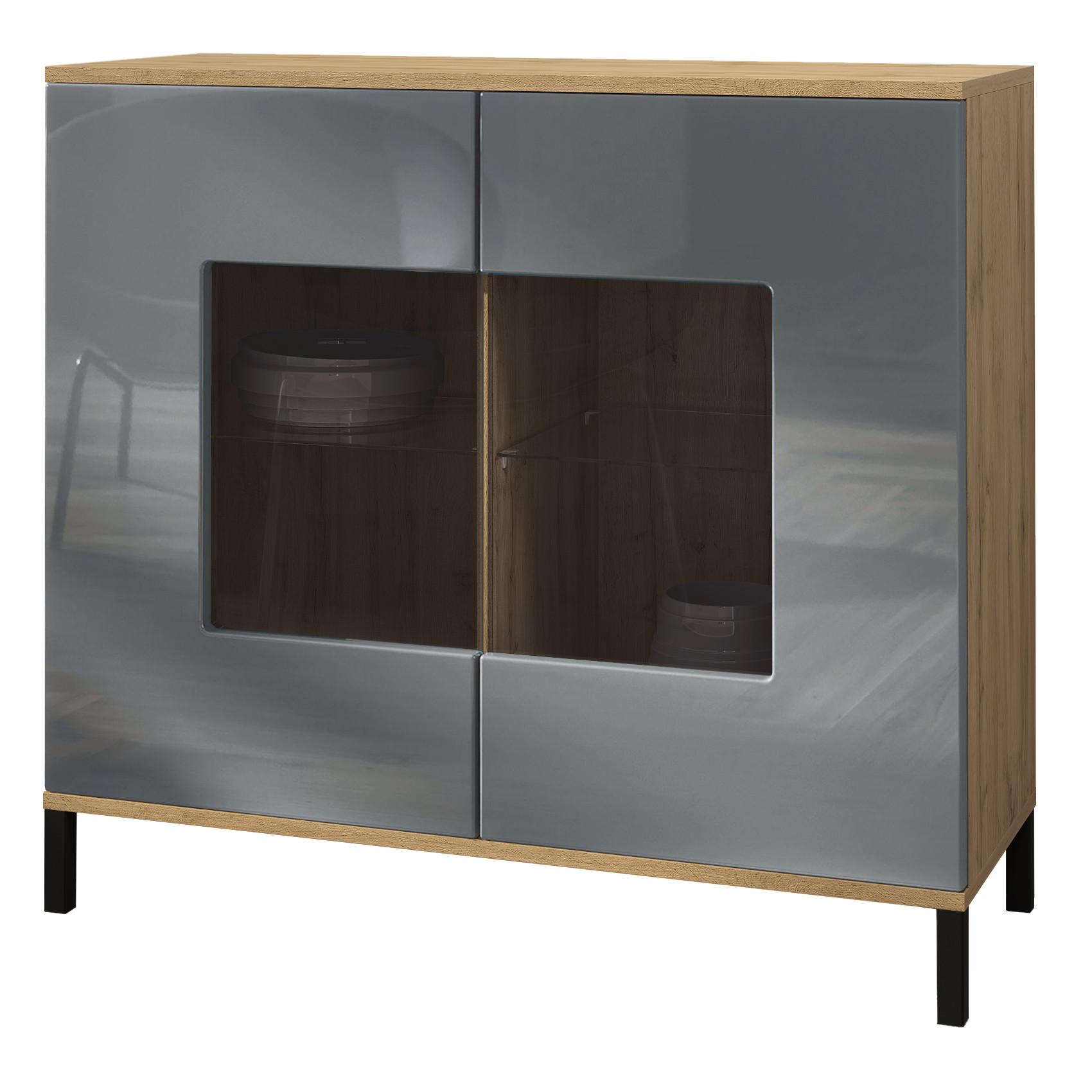 KOMMODE Grömitz Grau Hochglanz - Grau, Holzwerkstoff (92.5/83.5/35cm) - Vladon