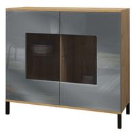 KOMMODE Grömitz Grau Hochglanz - Grau, Holzwerkstoff (92.5/83.5/35cm) - Vladon