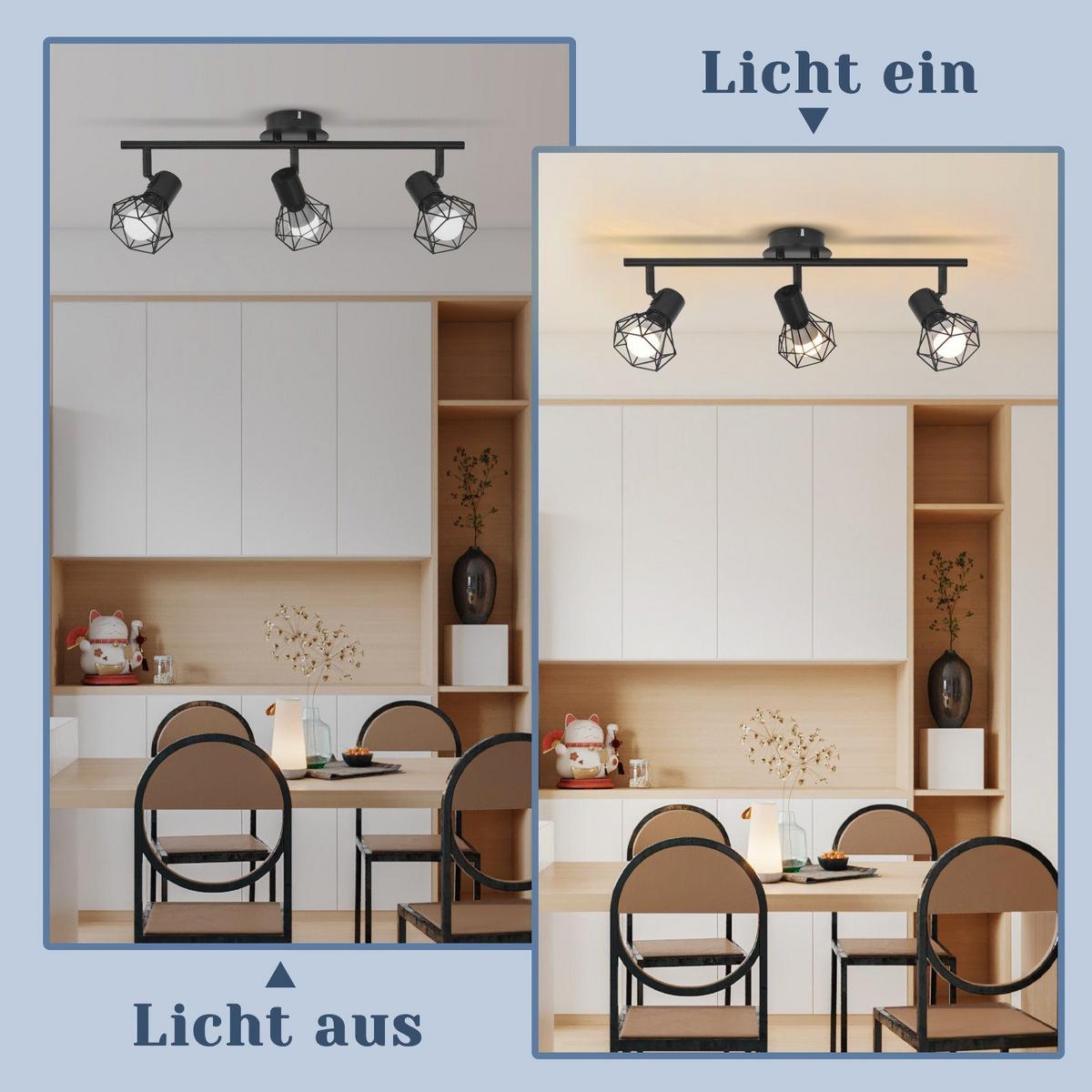 DECKENSTRAHLER Chloris 3-flammig 49/10/20 cm - Schwarz, Metall (49/10/20cm) - Nettlife