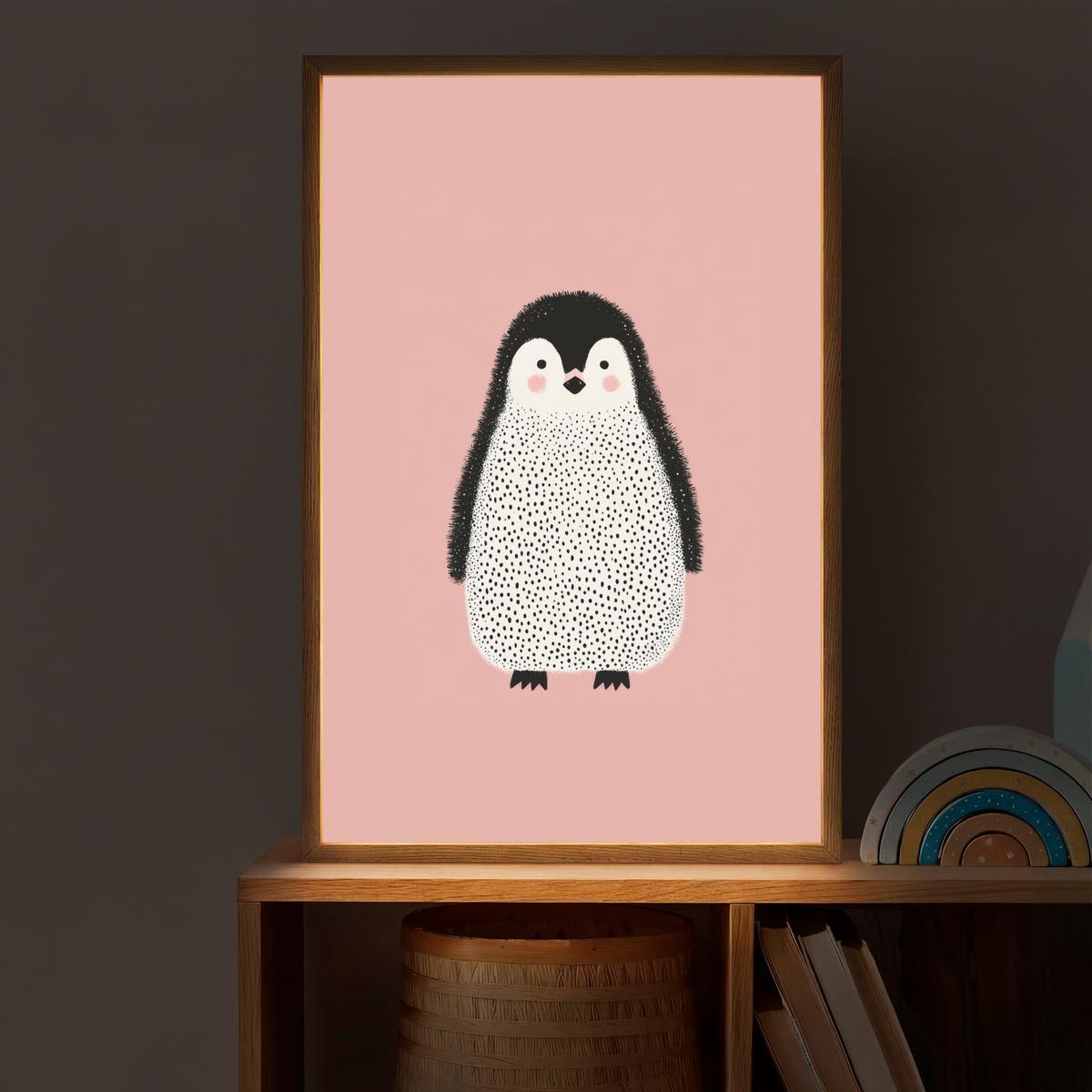 WANDLEUCHTE MIT AKKU Pinguin - Punkte - Minimalistisch - Rosa 40x60 cm - Rosa, Holzwerkstoff (40/60/8cm) - OnlyWow