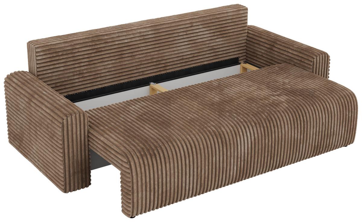 3-SITZER-SOFA NESSARO - Braun Cord - Schwarz/Braun, Kunststoff/Textil (243/92/90cm) - MKS