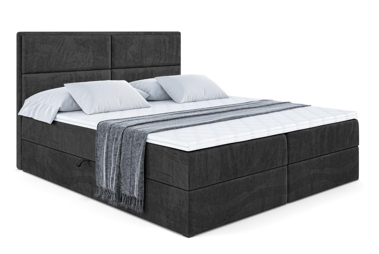 BOXBETT mit Matratze H4 und Lattenrost - AURA - 140x200 - H4 - Schwarz - Schwarz, Holzwerkstoff (140/200cm) - ALTDECOR