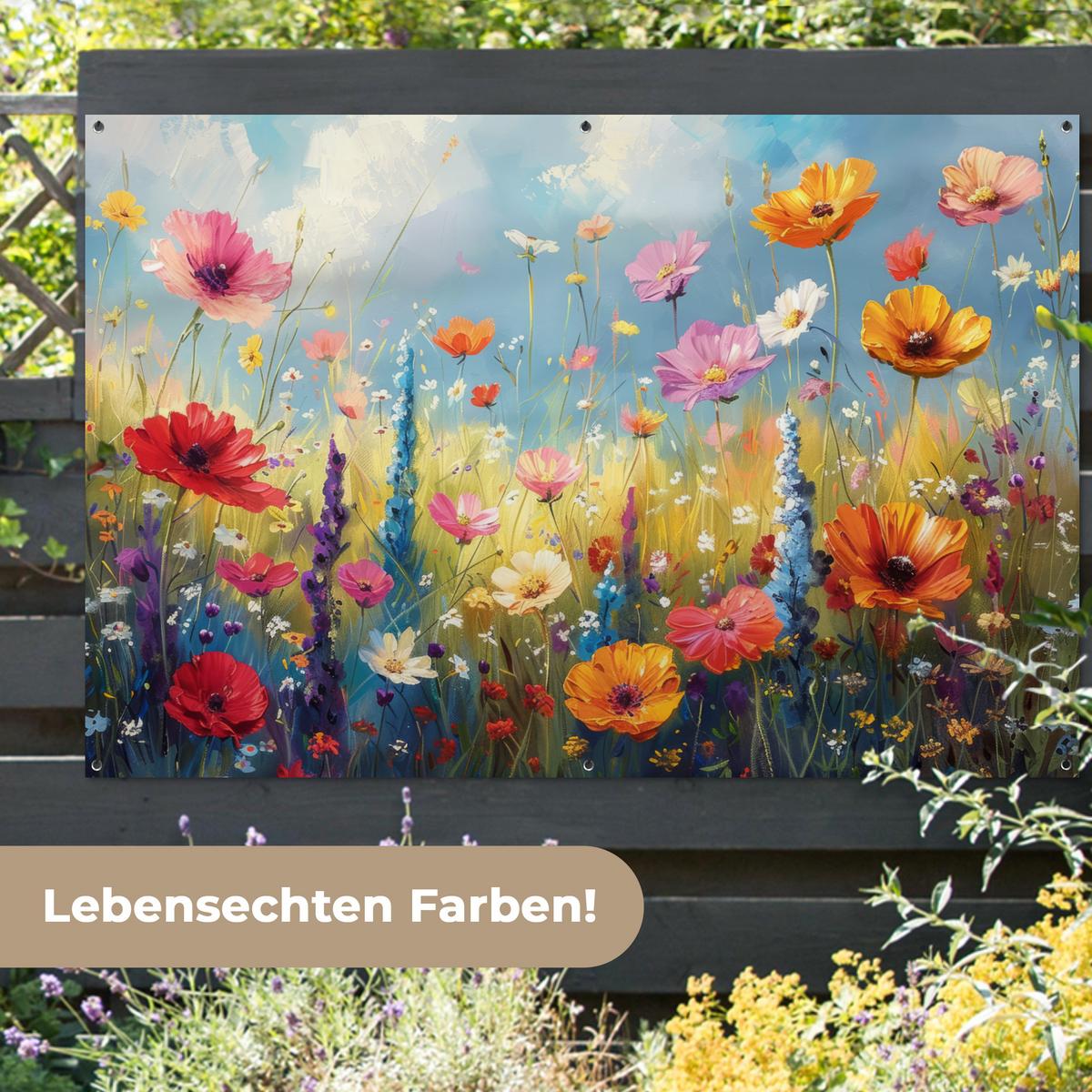 GARTENPOSTER Blumen - Natur - Botanik - Kunst Poster für draußen 180x120 cm - Hellblau, Kunststoff (180/120/0.2cm) - OnlyWow