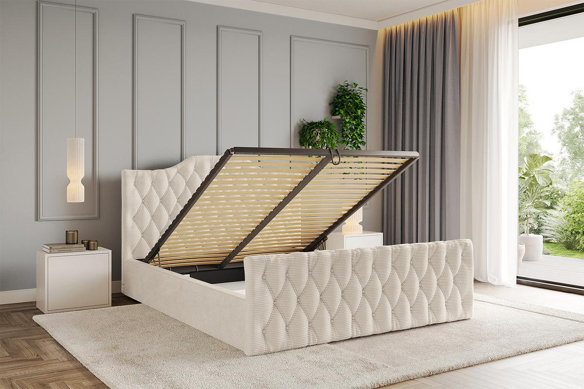 POLSTERBETT mit Bettkasten, Fußteil und Lattenrost, Boxbett mit Matratze H3/H4 - FALIO-Z 120x200 Beige - Creme, Holzwerkstoff/Textil (120/200cm) - ALTDECOR