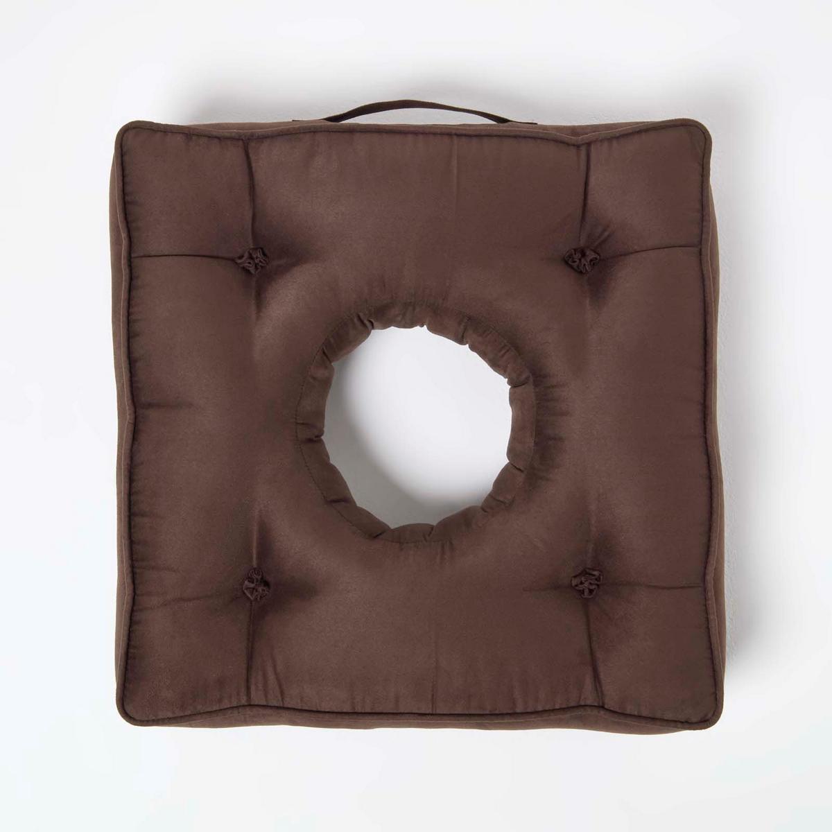 SITZKISSEN mit Aussparung braun 50/50/10 cm – Entlastungskissen, Velours - Braun, Textil (50/50/10cm) - Homescapes