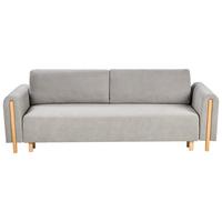 SCHLAFSOFA 3-Sitzer Stoff Grau mit Stauraum Kvam - Hellbraun, Textil (242/85/99cm) - Beliani