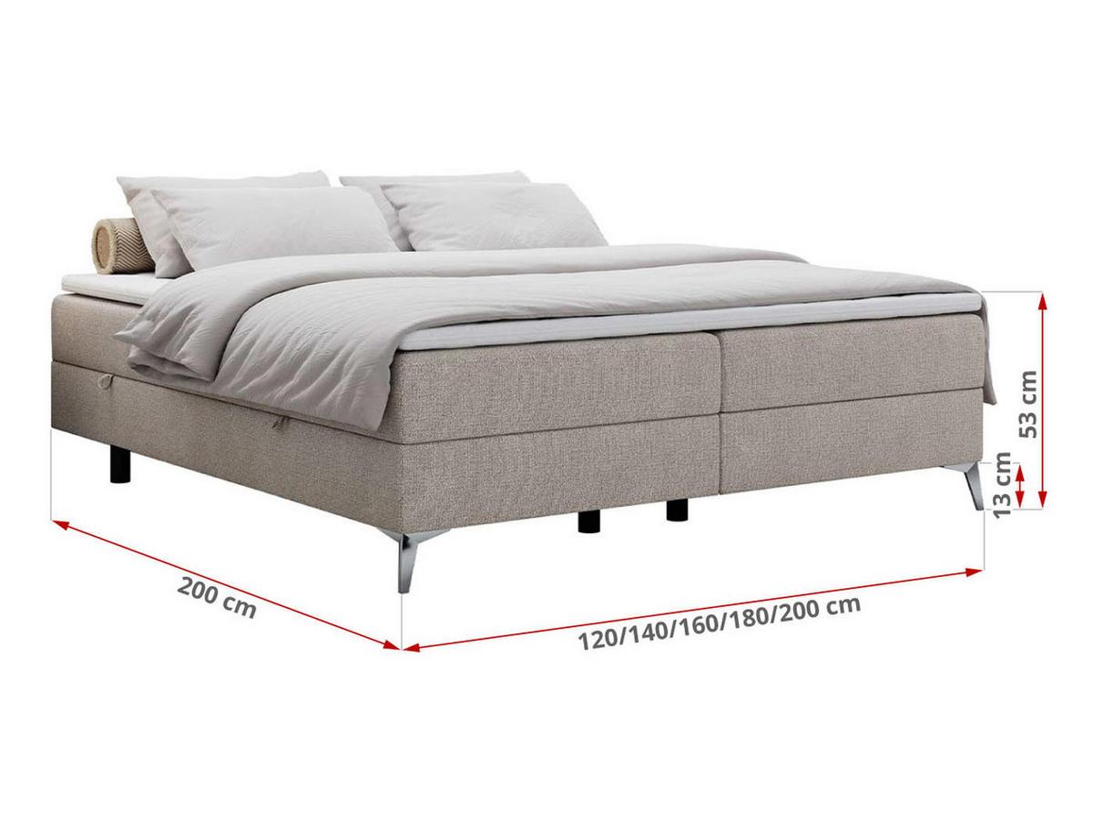 BOXBETT LESS 140/200 Beige Struktur - H3 - Beige, Holz/Textil (140/200cm) - MKS