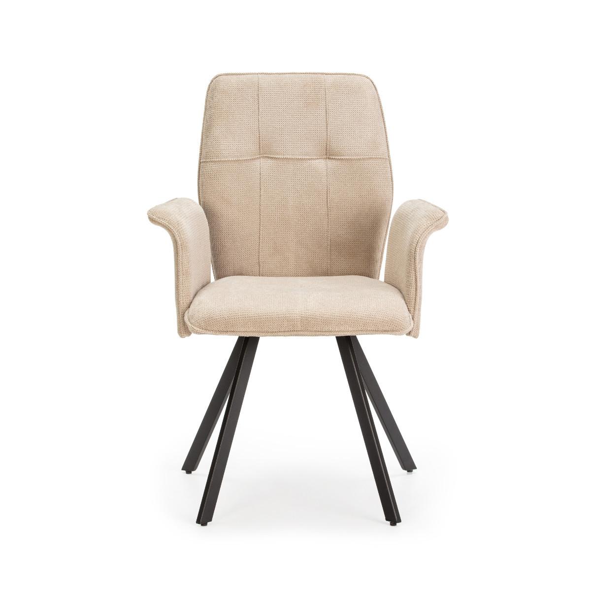 SESSEL (Set aus 2) aus stoff mit schwarzen metallbeinen - mery 62/60/47 cm - Beige, Textil (60/47/62cm) - Calicosy