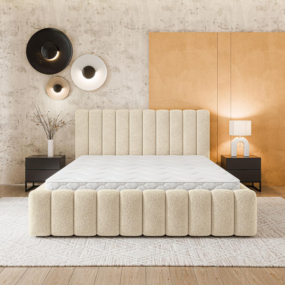 POLSTERBETT DINESE Q 160x200 cm mit Bettkästen - Creme - Creme, Holz (160/200cm) - MASSENO