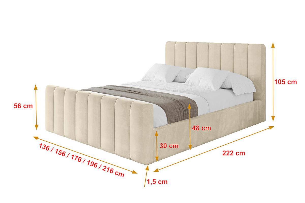 POLSTERBETT mit Bettkasten, Fußteil und Lattenrost, Boxbett mit Matratze H3/H4 - STERA-Z 160x200 Beige - Cappuccino, Holzwerkstoff/Textil (160/200cm) - ALTDECOR
